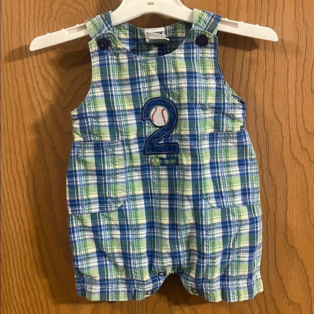 OshKosh B'gosh Vintage Blue and Green Baby Romper 0-3M‎